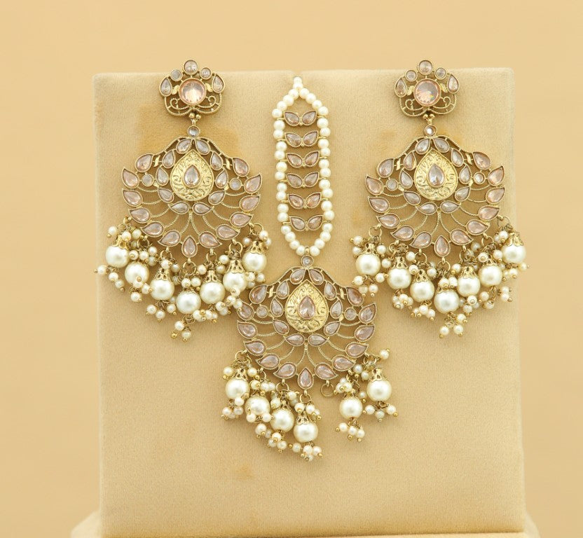 Mahika Earrings With Tikka - Elegant Indian Jewelry for Women | Perfect for Weddings, Parties & Festive Occasions
