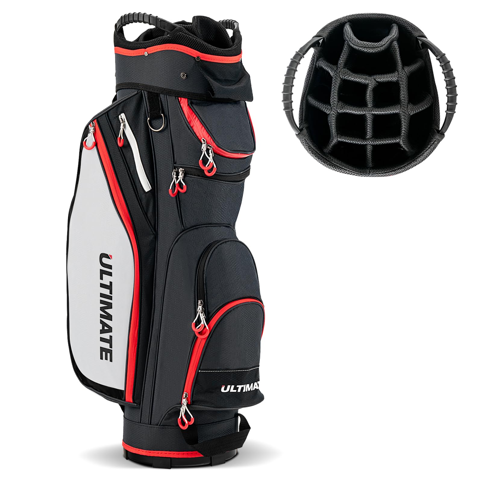 **Goplus 14-Way Divider Lightweight Golf Cart Bag – 8 Zippered Pockets, Cooler Bag, Rain Hood, Shoulder Strap & Carry Handle – Durable Golf Club Bag for Men & Women – Perfect for Golf Courses, Driving Ranges & Travel**