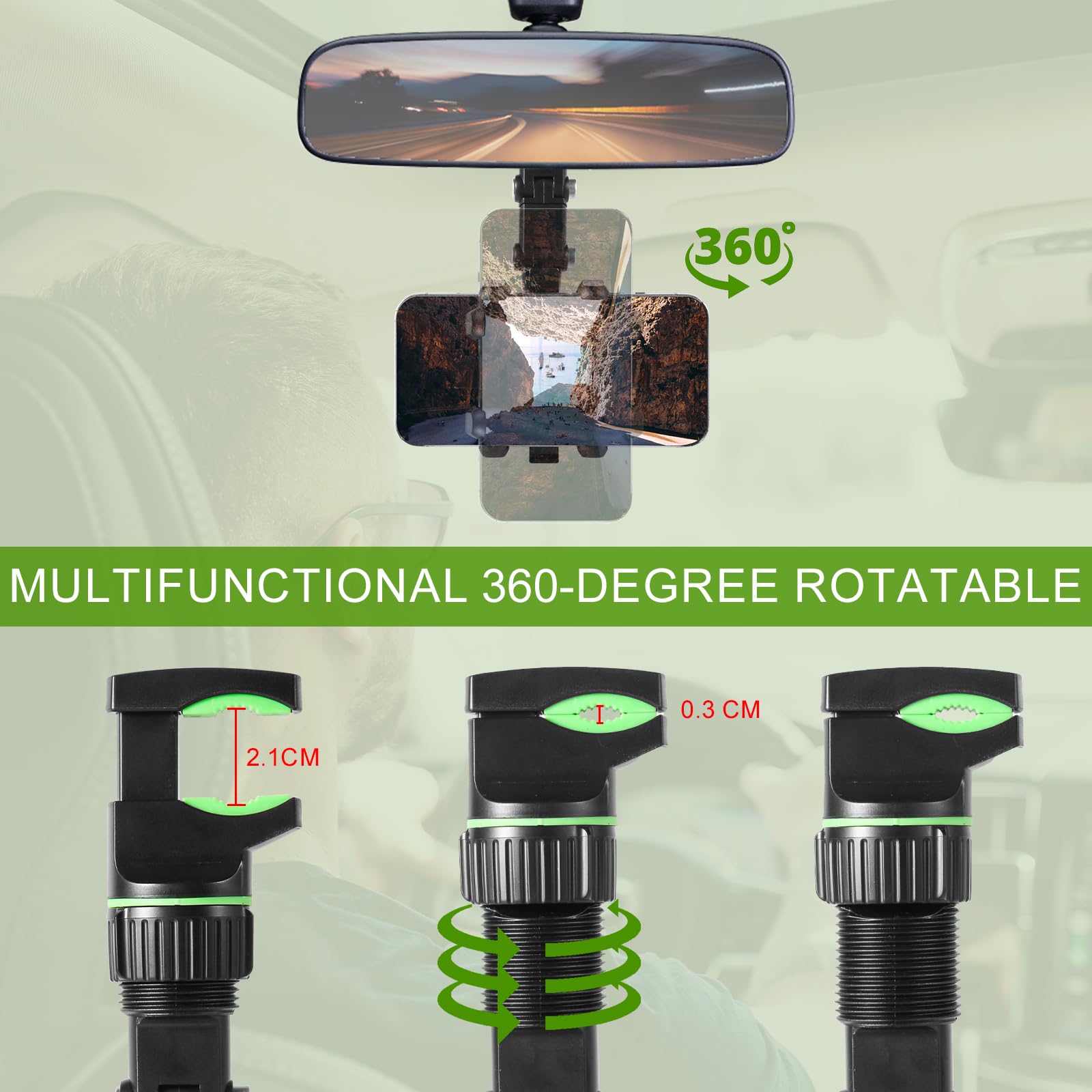360° Rotating Car Phone Holder - Rotato Grip Cell Phone Mount for Dashboard & Windshield, Universal Phone Stand for iPhone Samsung Galaxy - Perfect for GPS Navigation & Hands-Free Driving