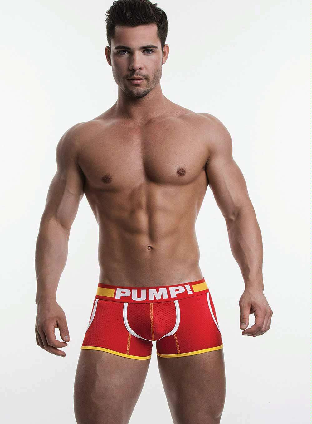 PUMP! Flash Jogger Mesh Boxer Briefs for Men - Breathable Red Underwear for Running, Gym & Everyday Comfort