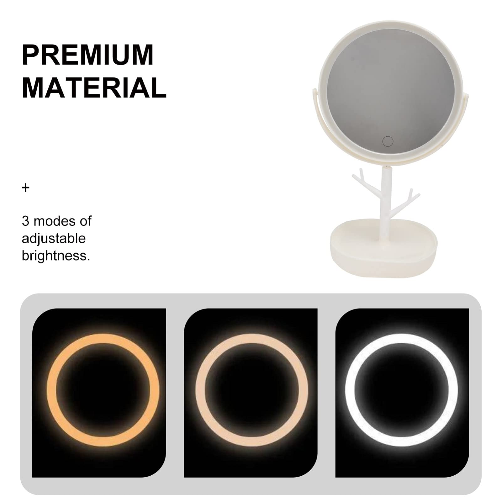 FOMIYES LED Travel Makeup Mirror with Adjustable Lighting - Foldable Portable Vanity Mirror for Home, Bathroom & Travel - Perfect for Makeup Application, Skincare Routine and On-the-Go Touch Ups (White)