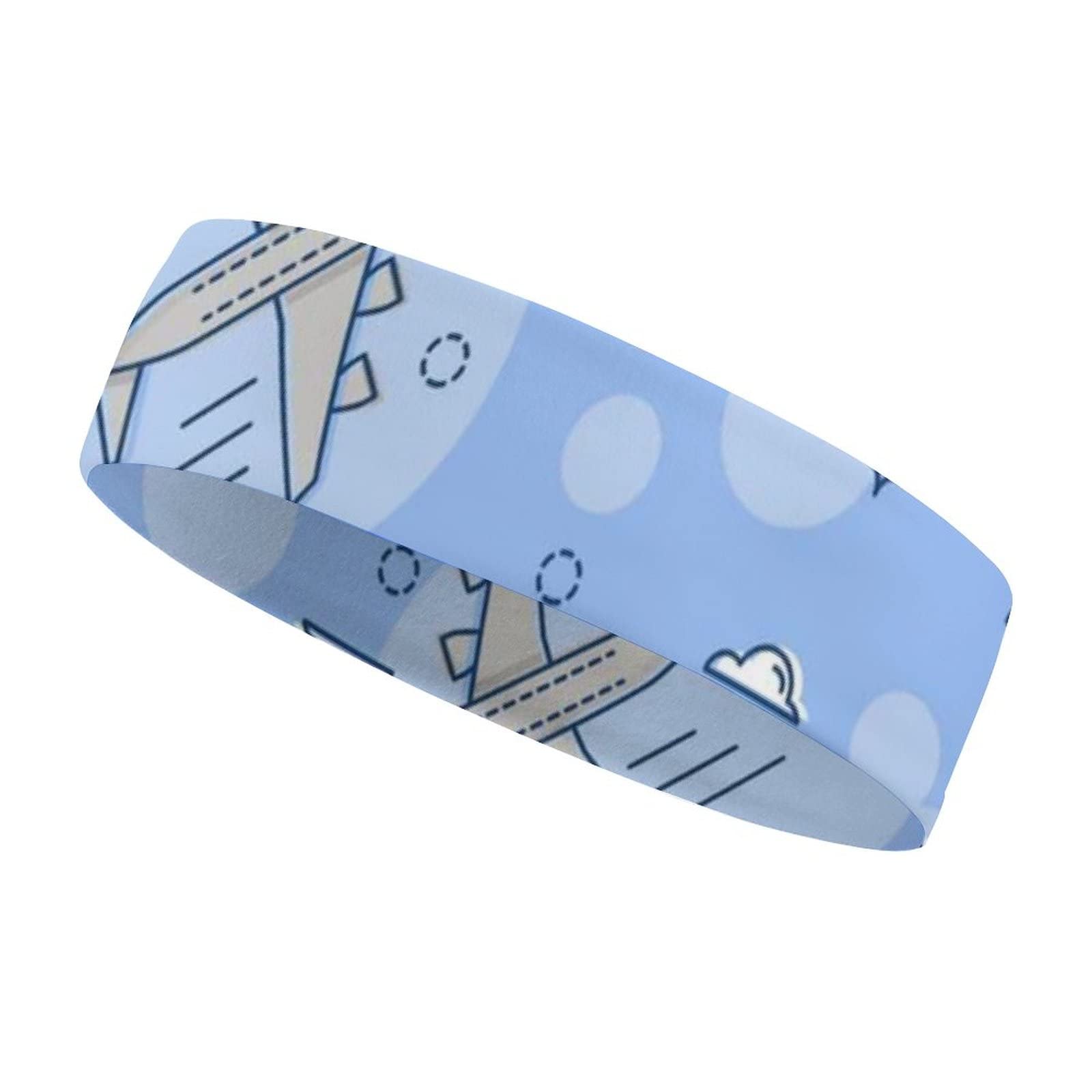 Women's Cute Cartoon Airplane Sweatbands - Non-Slip Moisture-Wicking Sports Headband for Workout, Running, Basketball & Skateboarding - Perfect for Fitness, Yoga & Outdoor Activities