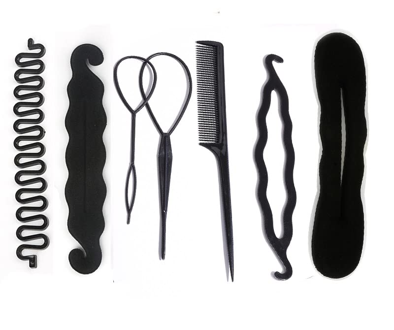 7-Piece Black Magic Hair Braiders Tool Set for Twist Bun Maker - Perfect for DIY Hairstyles, Salon Use & Party Hair Accessories