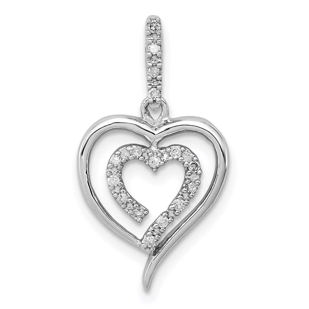 1/10 Carat Diamond Heart Pendant in Sterling Silver for Anniversary Gifts