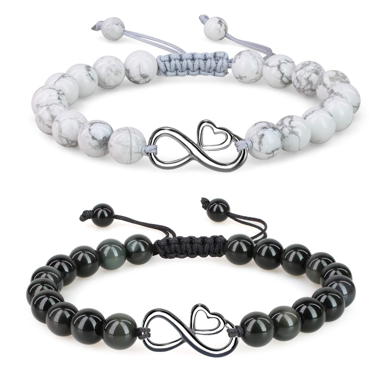 COAI Infinity Heart His and Hers Couple Bracelets - Matching Stone Love Jewelry for Anniversaries, Valentine's Day & Romantic Gifts