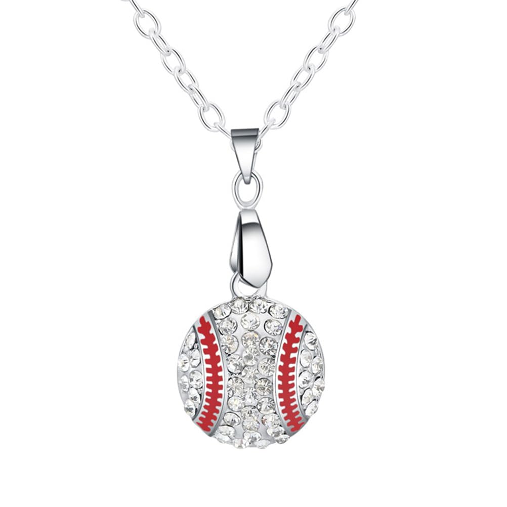 KESYOO Rhinestone Cross Pendant Necklace - Silver Baseball Chain Jewelry for Women, Trendy Statement Piece for Party, Wedding & Everyday Wear