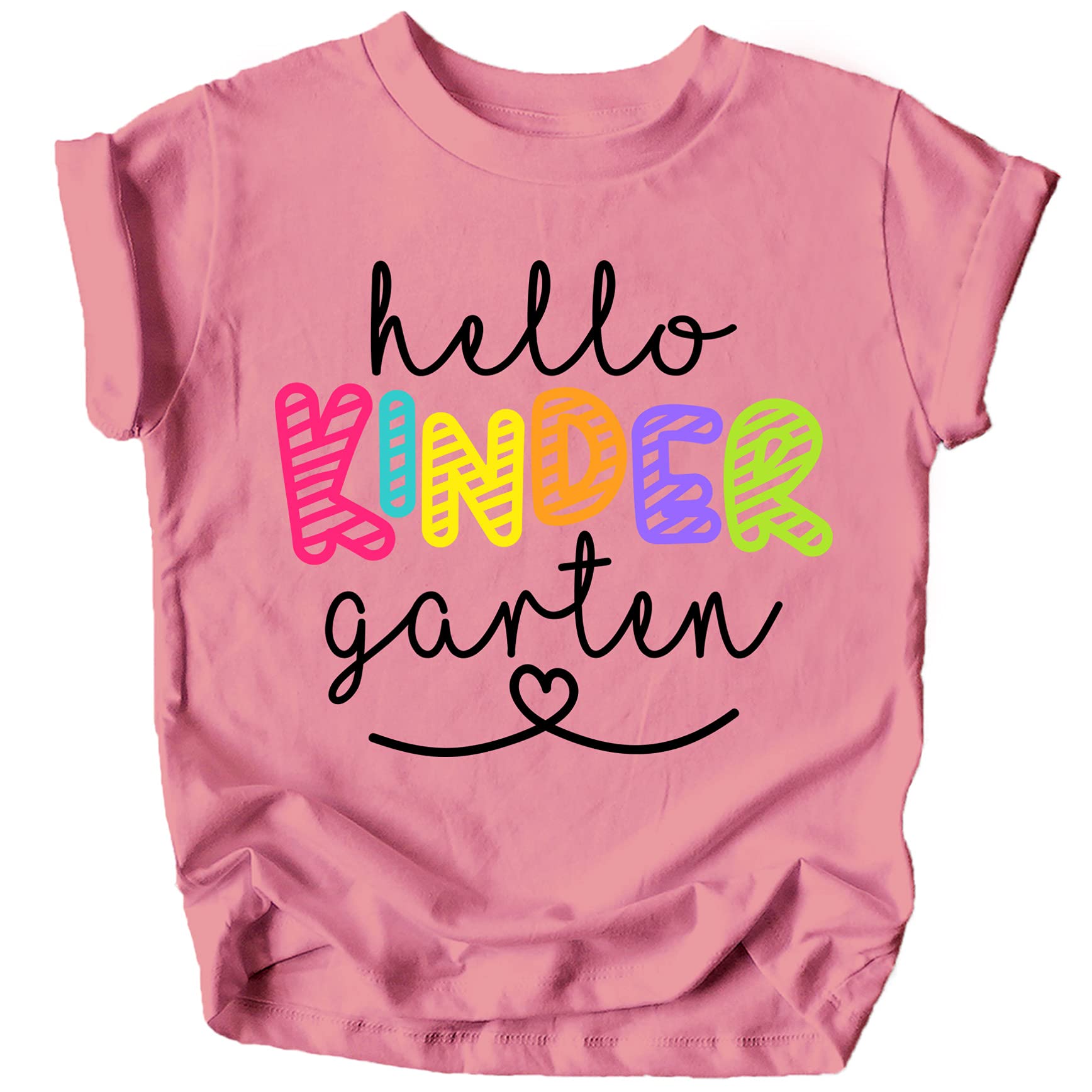 Olive Loves Apple Hello Kindergarten First Day of School T-Shirt - Cute Back to School Gift for Kids - Perfect for Preschool Graduation & School Orientation