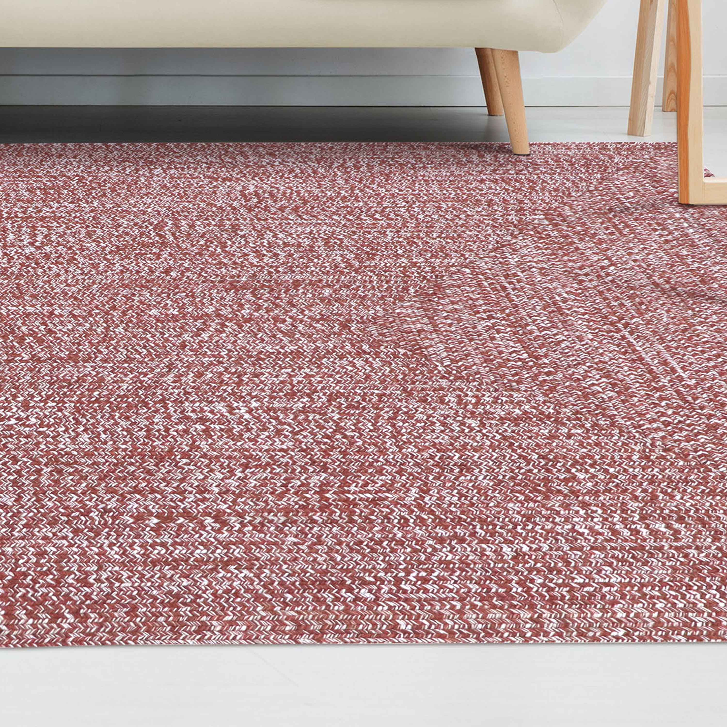 Bohemian Two-Tone Braided Area Rug - Soft Indoor/Outdoor Carpet for Living Room, Bedroom, Patio & Deck - Non-Slip Floor Mat for Home Decor