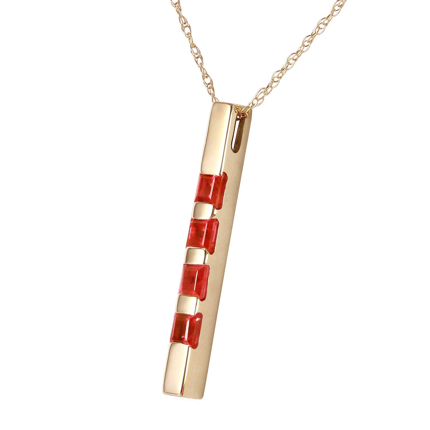 14K Solid Yellow Gold Bar Necklace with 0.35 ct Ruby - Elegant Minimalist Jewelry for Women | Perfect for Valentine's Day, Anniversary & Special Occasion Gifts
