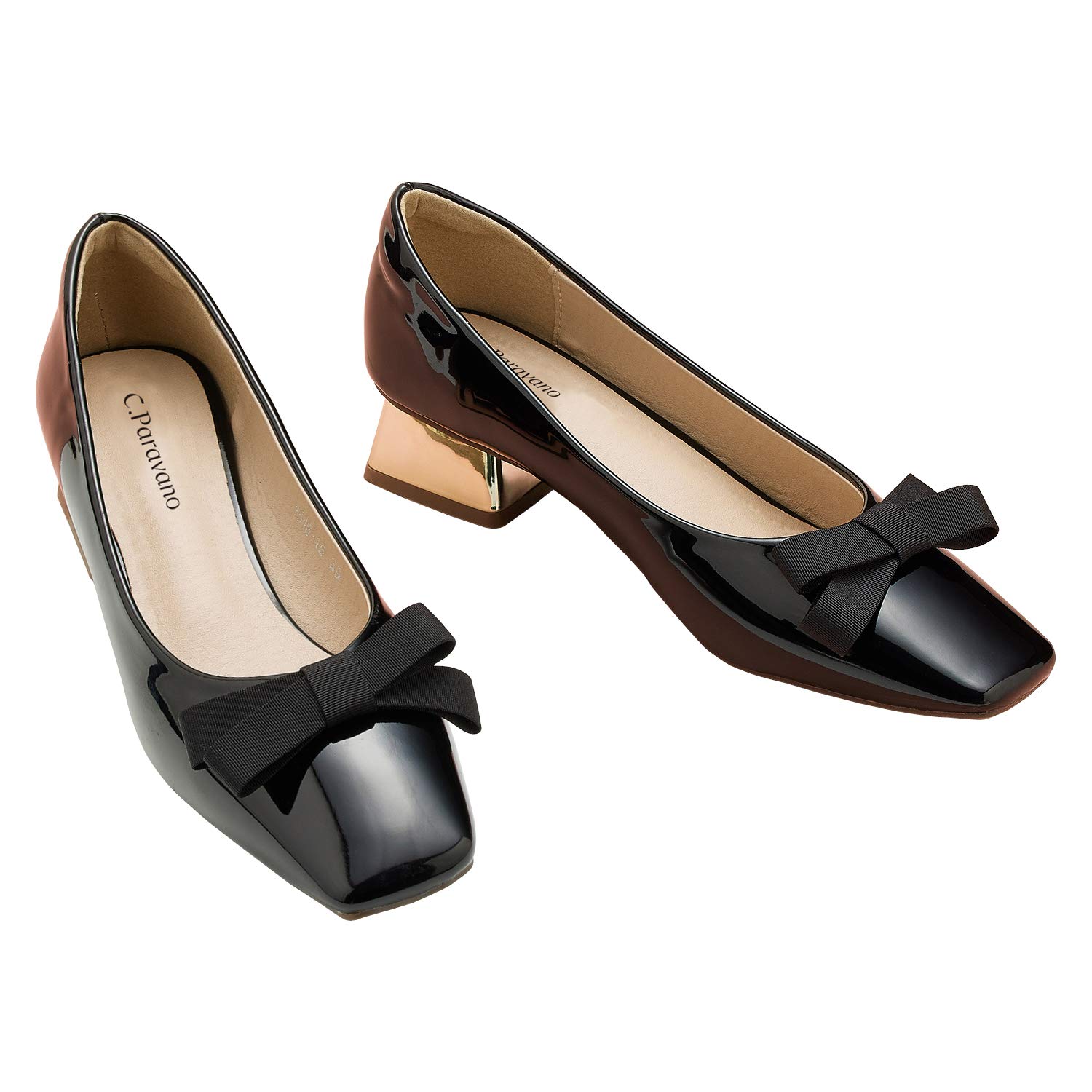 C.Paravano Women's Low Heel Pumps - Comfortable Block Heel Dress Shoes for Work, Office & Special Occasions | Classic Pointed Toe Pumps for Women