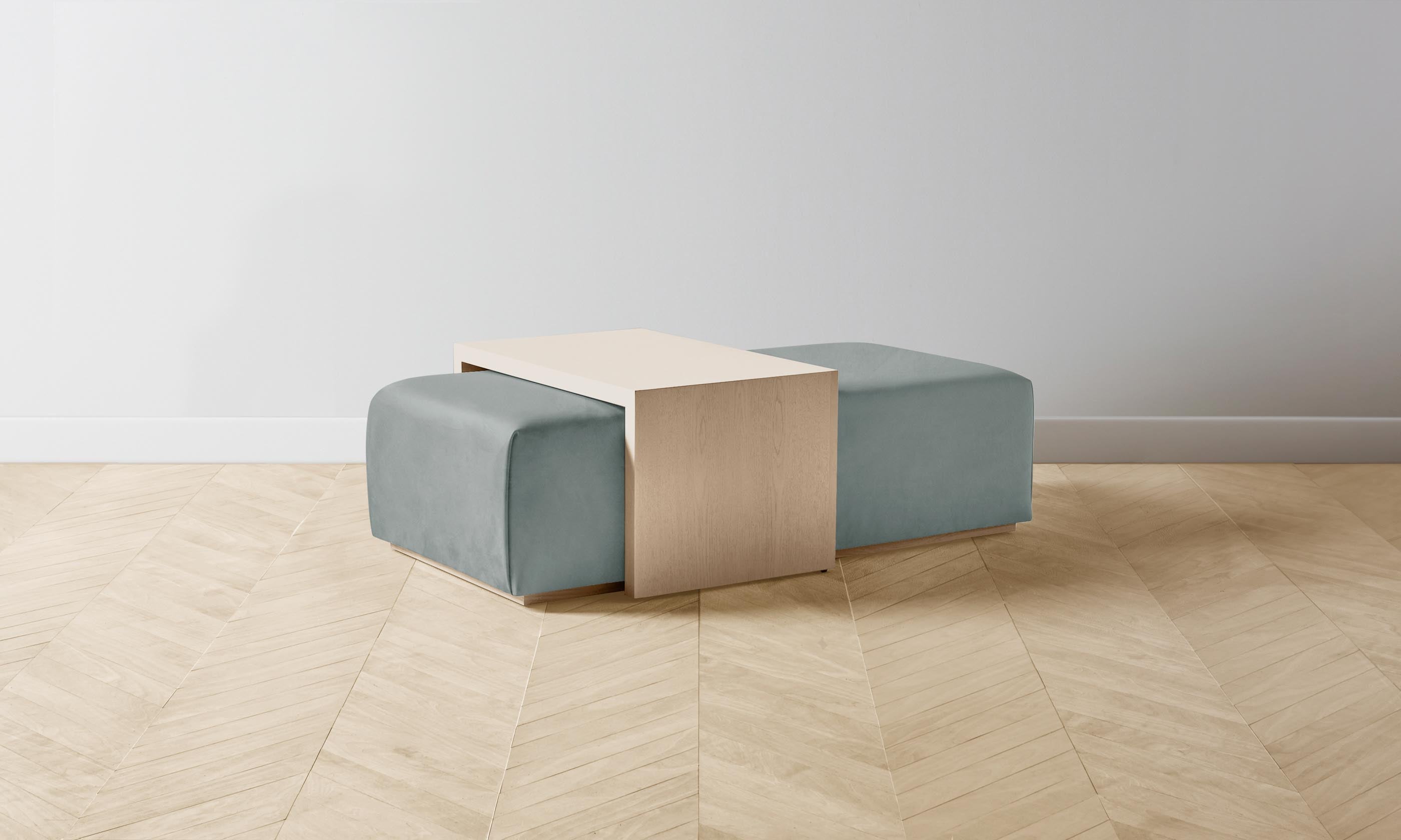 The Bowery Ottoman - Premium Nubuck Leather Tide - Perfect for Living Room, Bedroom & Office Decor