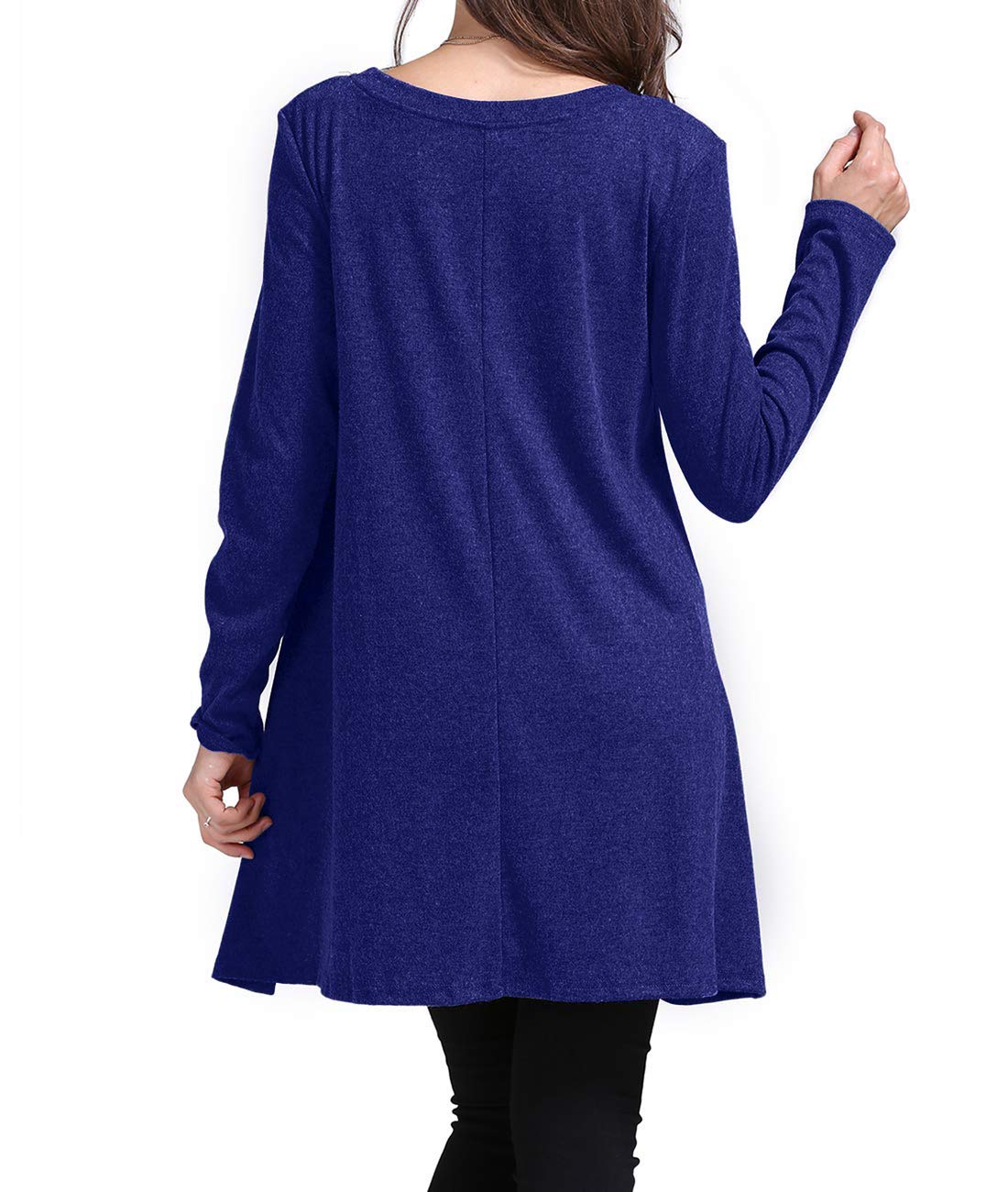 Sanifer Women's Long Sleeve Tunic Tops - Round Neck Blouse Shirts for Leggings | Comfortable Casual Wear for Work, Office & Everyday Outfits