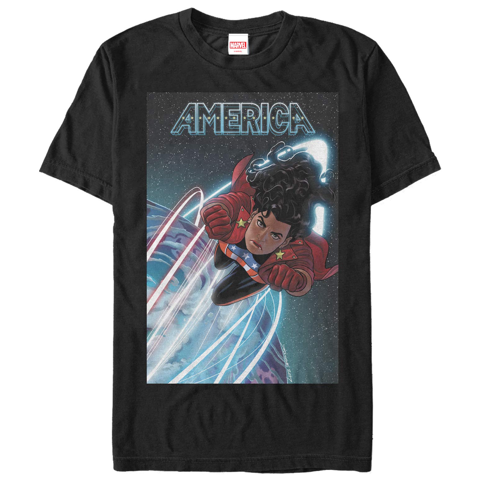 Men's Marvel Legacy Miss America Graphic T-Shirt - Black - X Large - Superhero Casual Wear for Fans & Collectors