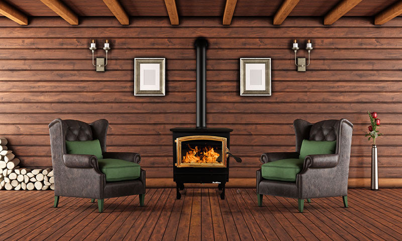 Buck Stove Model 21NC Wood Burning Stove with Gold Door & Leg Kit - Efficient Heating for Cabins, Homes & Outdoor Spaces