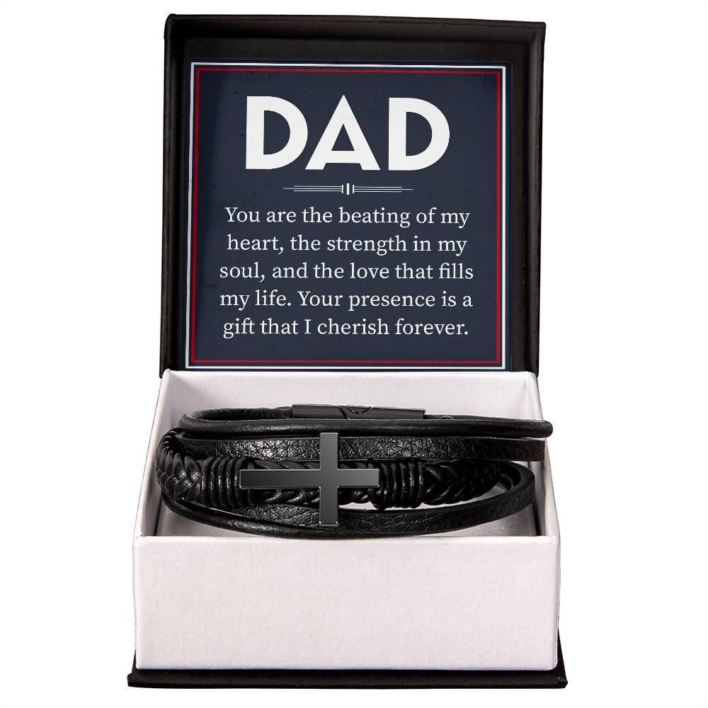 Stylish Leather Cross Bracelet for Dad - Perfect Father's Day, Birthday & Christmas Gifts - Ideal for Daily Wear & Special Occasions