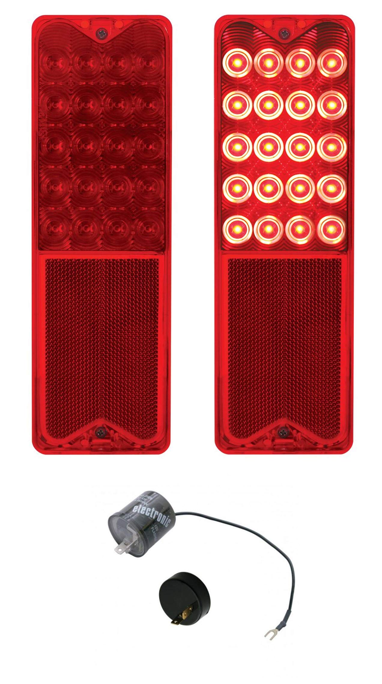 RandWSpeedShop Pair 67-72 Chevy C10 C20 Truck Fleetside LED Tail Lights - Bright Red LED Brake Lights & Turn Signals - Includes LED Flasher - Perfect for Restoration & Custom Builds