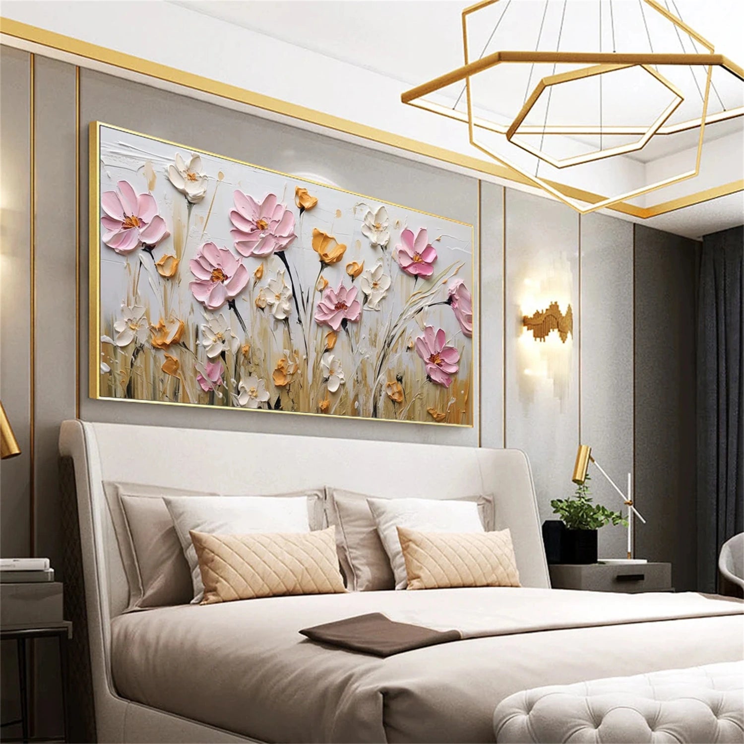 Flower and Tree Painting #FT118 - Handmade Canvas Wall Art for Home Decor, Living Room, Bedroom & Office