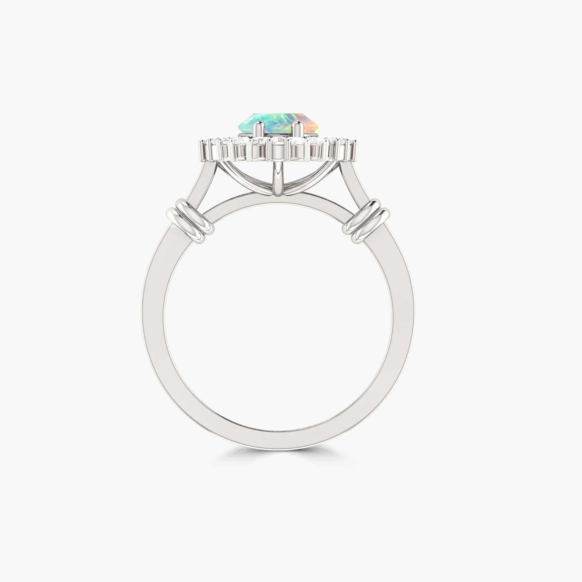 White Opal Prong Set Statement Engagement Ring or Promise Ring - Perfect for Proposals, Anniversaries & Special Occasions