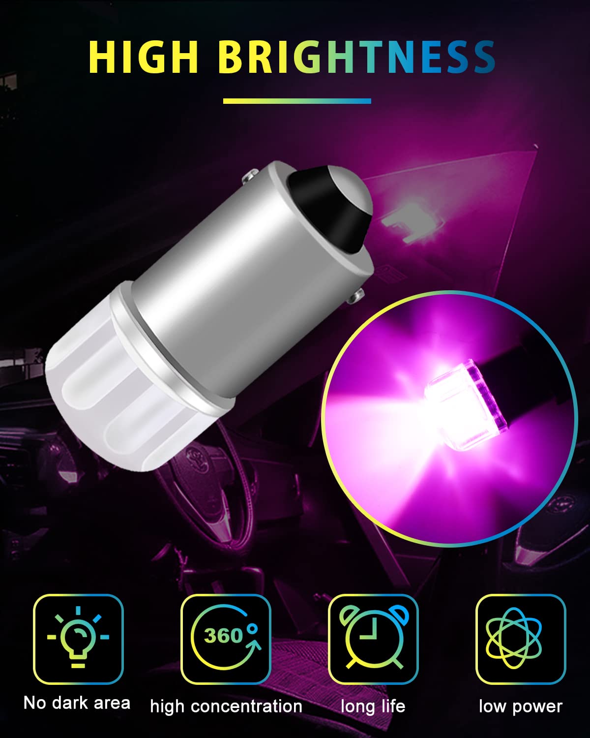 BA9S LED Car Bulbs - BA9 53 37 1895 1891 LED Bulb Pink (Pack of 10) - Super Bright Interior Lights for Car License Plate, Side Marker, Dome Lights - Perfect for Night Driving & Vehicle Customization