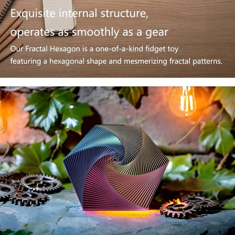 3D Printed Fractal Fidget Hexagon Toy - Kinetic Desk Spinner, Infinity Cube & Mindful Meditation Sensory Tool for Adults - Perfect for Stress Relief, Office Focus & Anxiety Management
