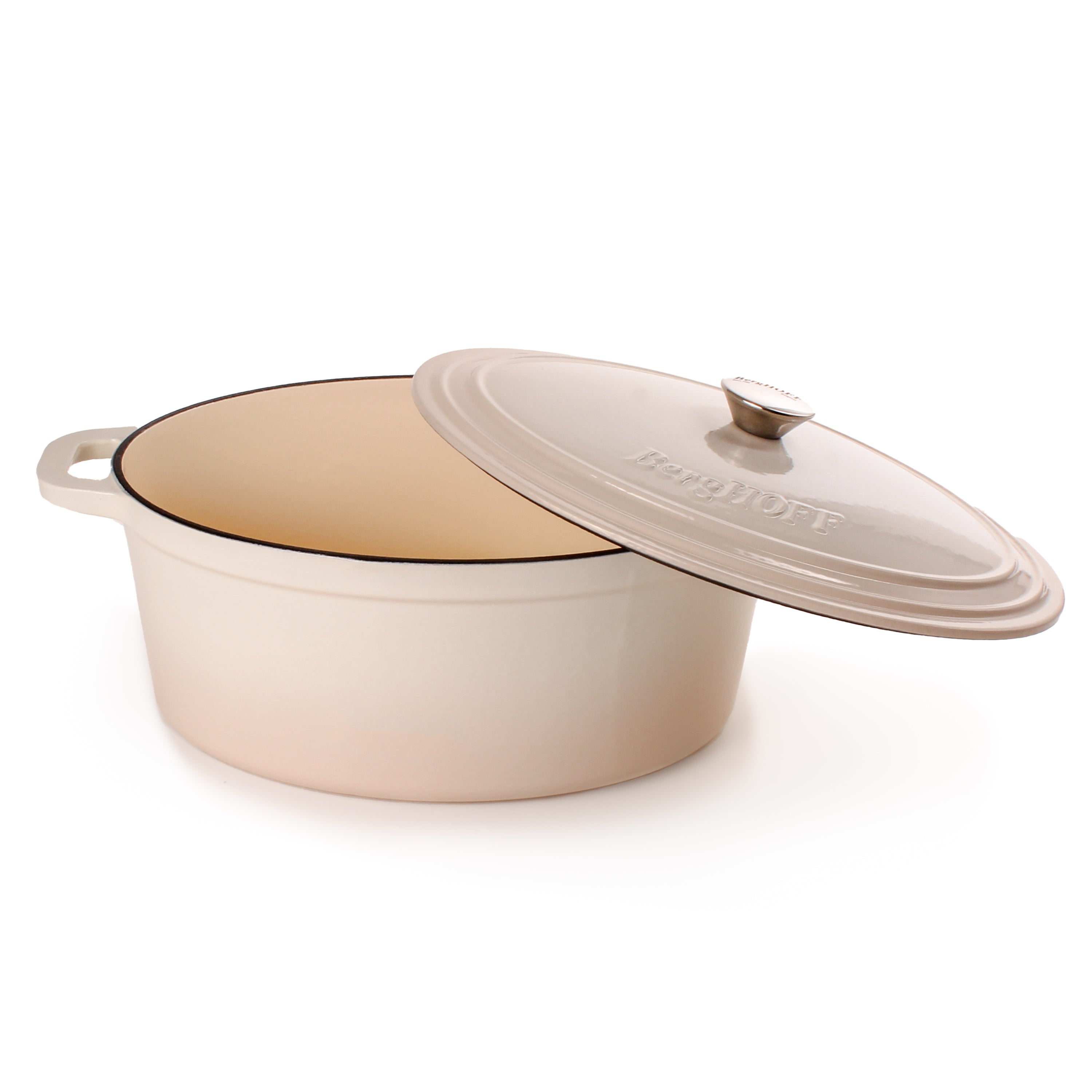 BergHOFF Neo Cast Iron 8qt Oval Dutch Oven with Lid - 13 Inch Enameled Cookware for Braising, Roasting & Baking - Perfect for Soups, Stews, Bread & Family Meals
