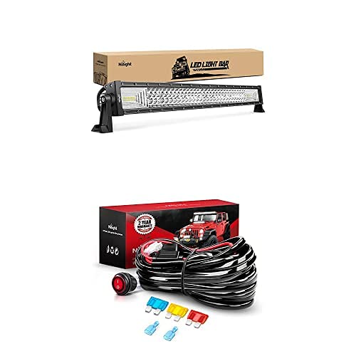 32 Inch Nilight LED Light Bar - Spot Flood Combo Off Road Lights with 12V 14AWG Wiring Harness Kit (1 Lead), 2 Year Warranty - Perfect for Trucks, Jeeps, ATVs & Off-Road Adventures