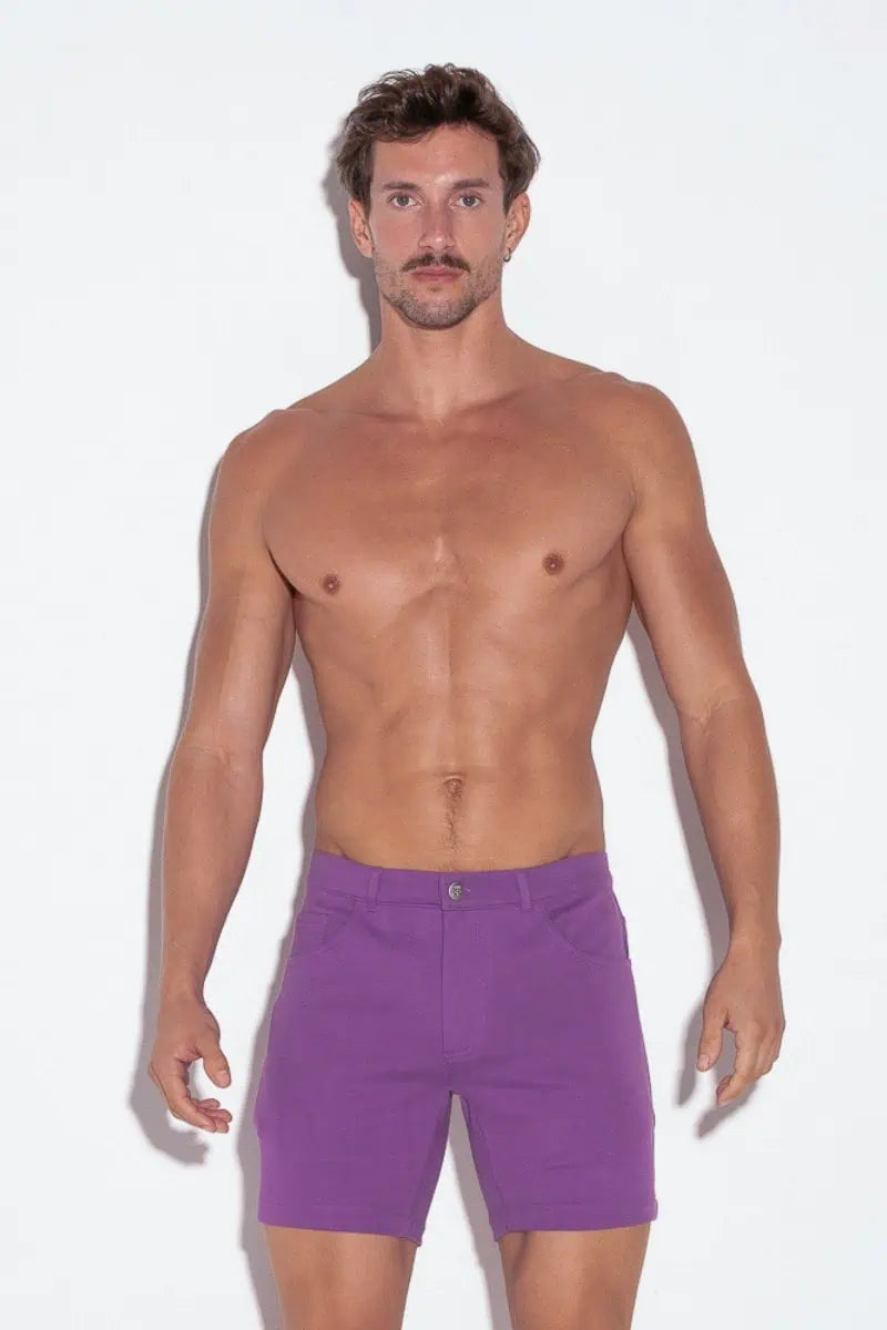 Code 22 Slim Fit 5-Pocket Stretch Shorts for Men - Comfortable & Stylish Casual Wear (9712 Grape) - Perfect for Gym, Running, and Everyday Activities