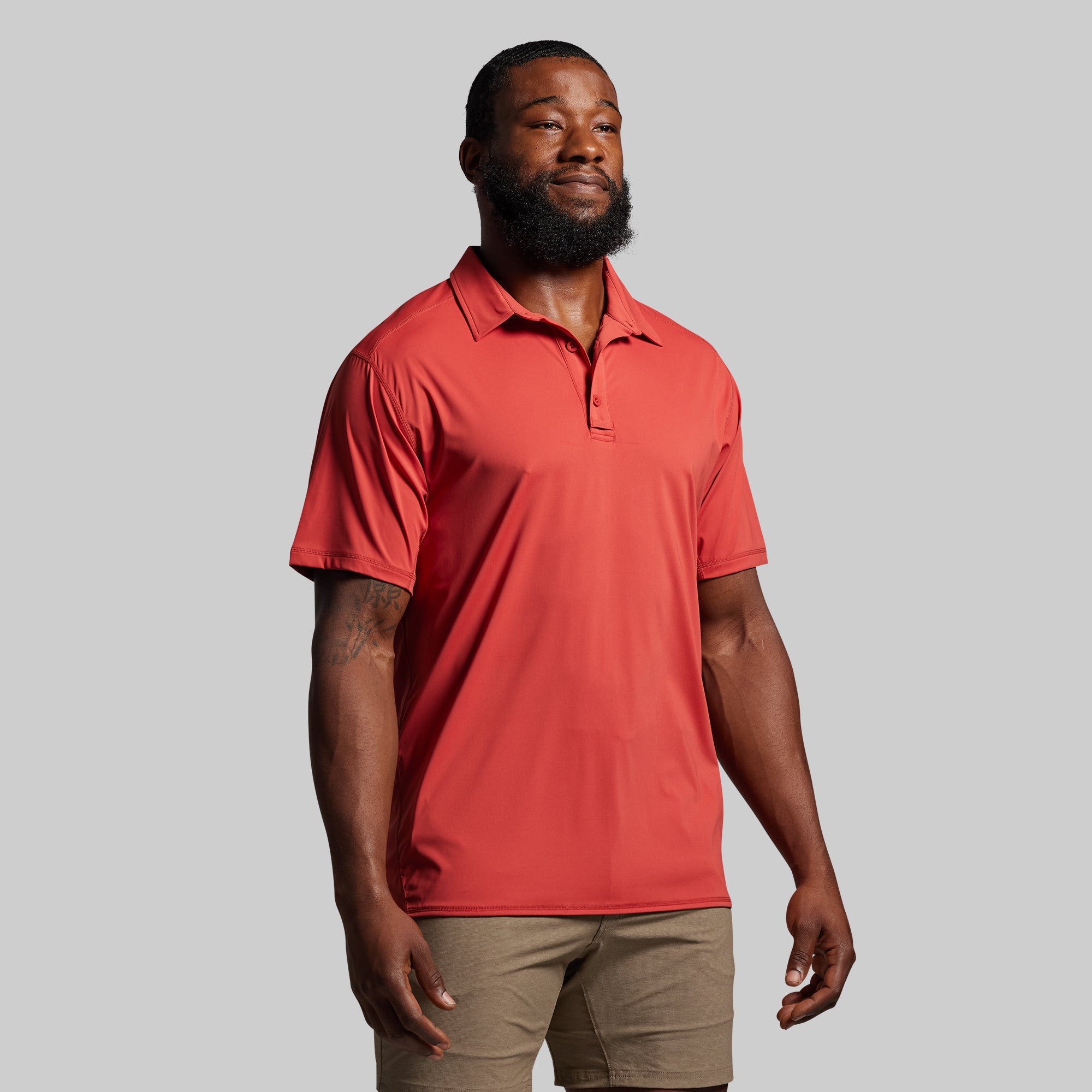 Men's Performance Tek Polo Shirt - Moisture Wicking, Breathable & UV Protection (Brick Red) - Perfect for Golf, Tennis & Casual Wear
