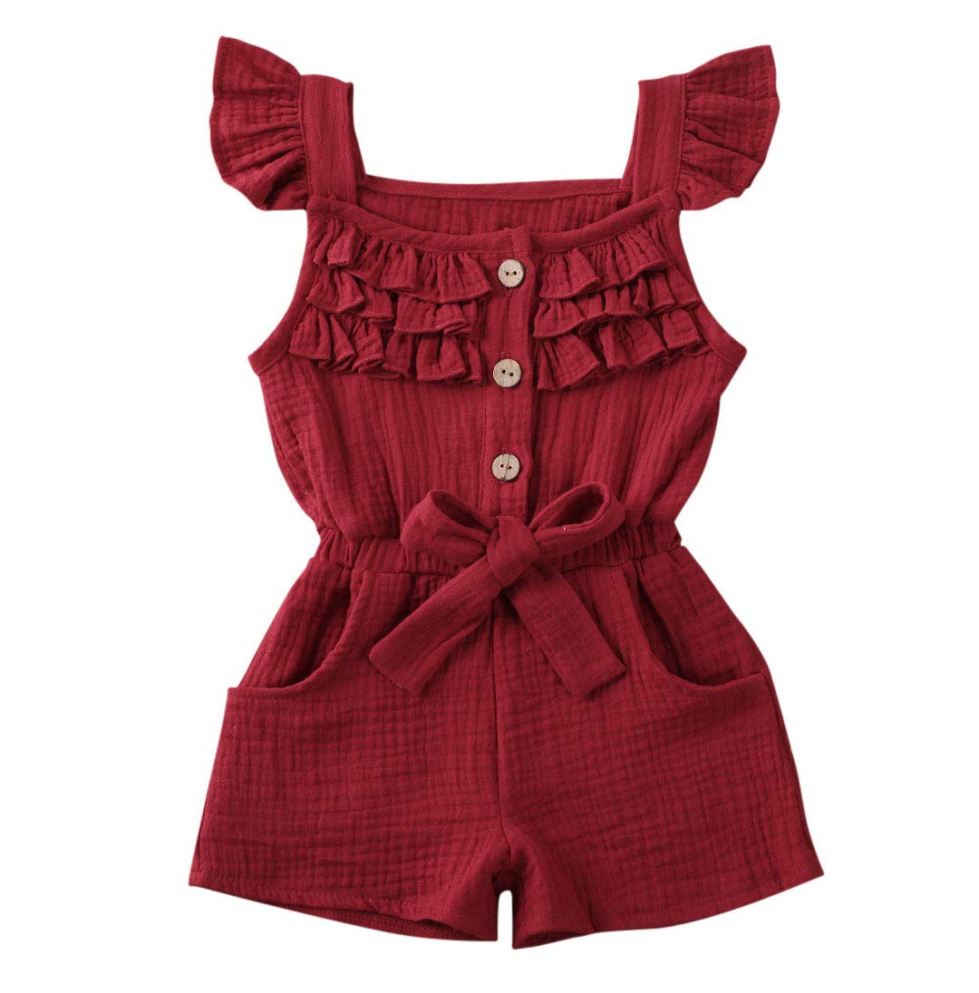 BWANY Baby Girls Romper - Flare Sleeve Cotton Jumpsuit with Shorts | Soft Infant & Toddler Outfits for Playtime, Summer & Casual Wear