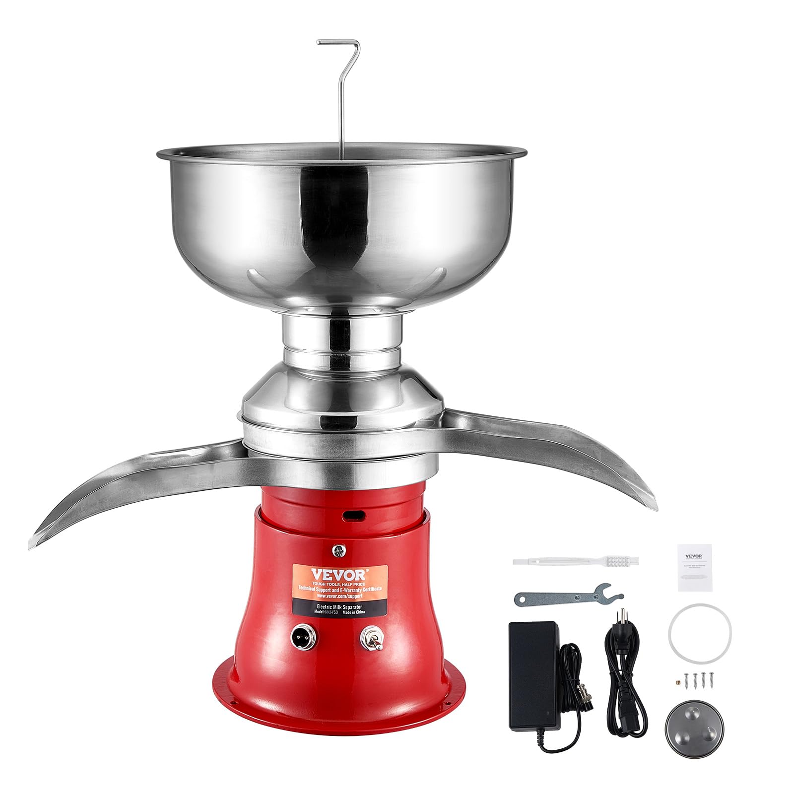 VEVOR Electric Milk Cream Separator, 304 Stainless Steel Goat & Cow Milk Skimmer, 100L/H 10500RPM, 30W 5L Bowl Capacity, 100-240V - Perfect for Home Dairy, Farm Use & Small Business Cheese Making