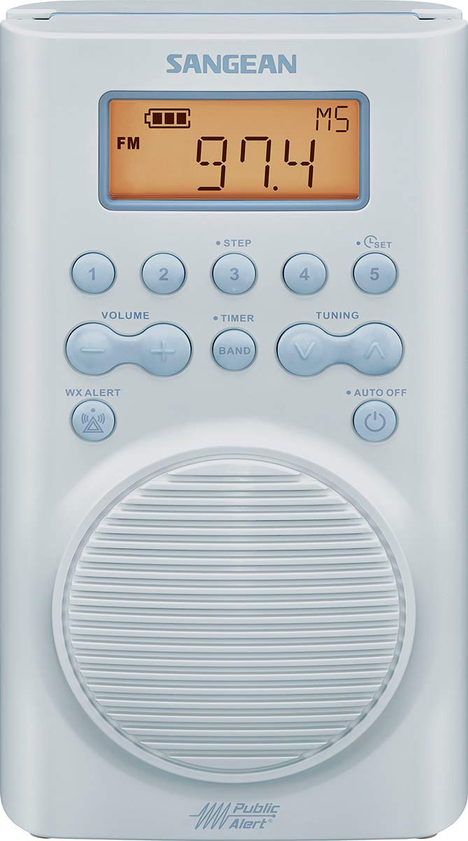 SANGEAN SG-100 Portable AM/FM Weather Alert Radio - Waterproof Shower Radio for Bathroom, Poolside, Beach & Outdoor Activities