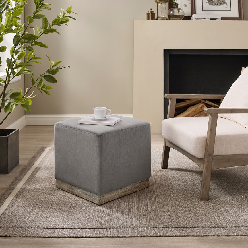 Grey Adele Ottoman - Modern Upholstered Storage Bench for Living Room, Bedroom & Entryway