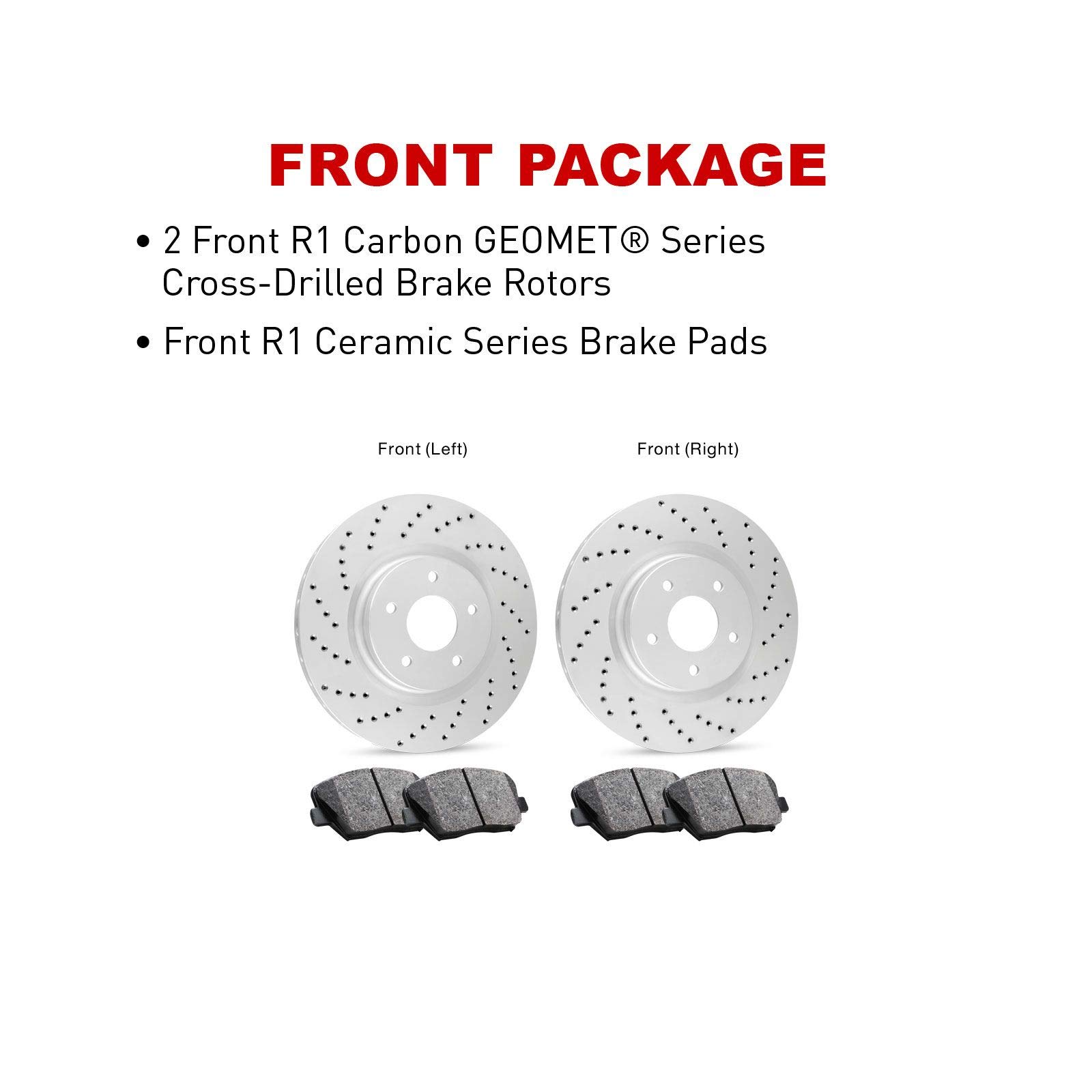 R1 Concepts Premium Front Brake Kit - Ceramic Brake Pads & Rotors for 2003-2007 Cadillac CTS | Smooth Stopping Power for City Driving & Highway Commutes