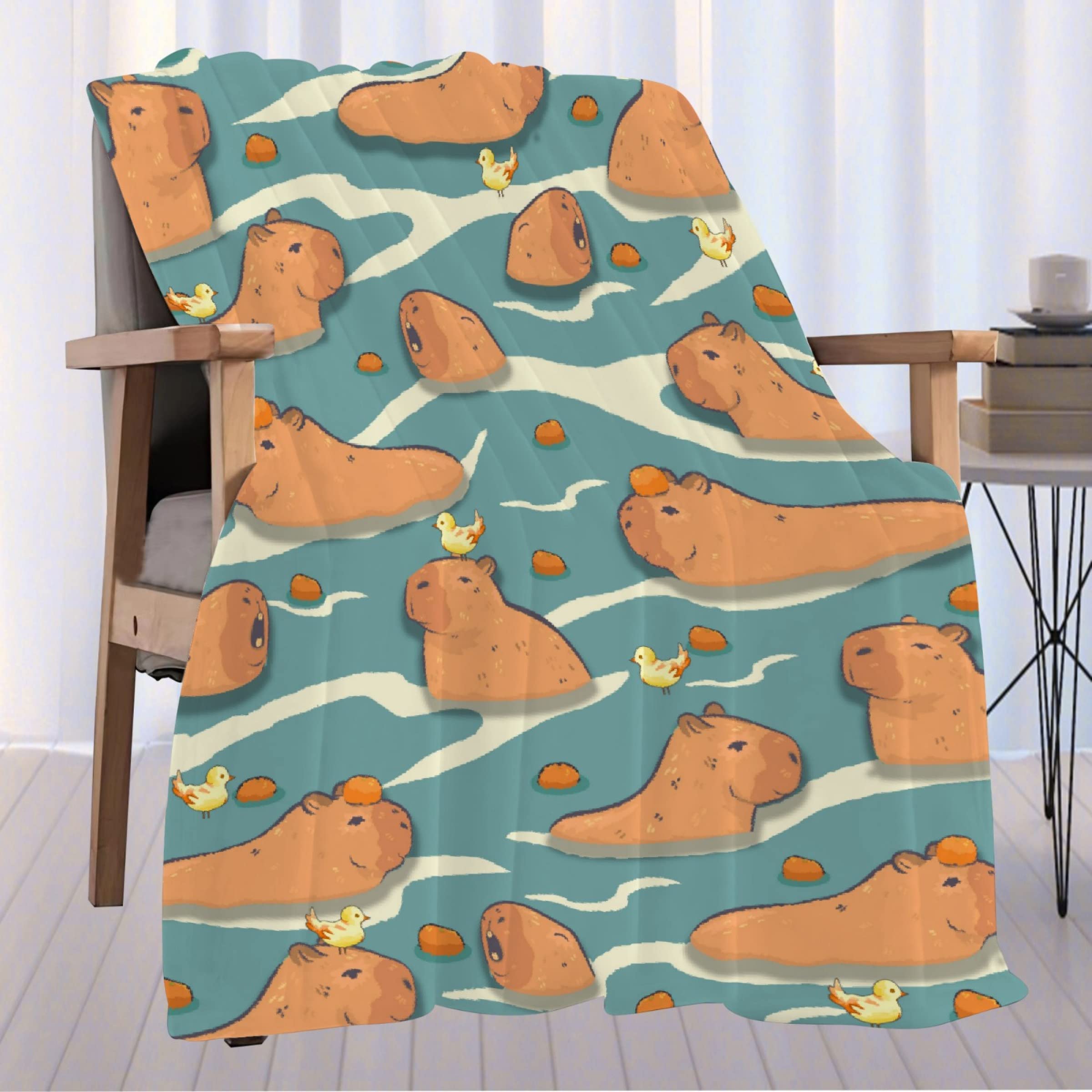 Super Soft Flannel Capybara Throw Blanket - Plush Cozy Lightweight Quilt for Couch, Bed & Sofa - 50x60 Inch All-Season Home Decor for Teens & Adults - Perfect for Lounging, Netflix Binges & Gift Giving