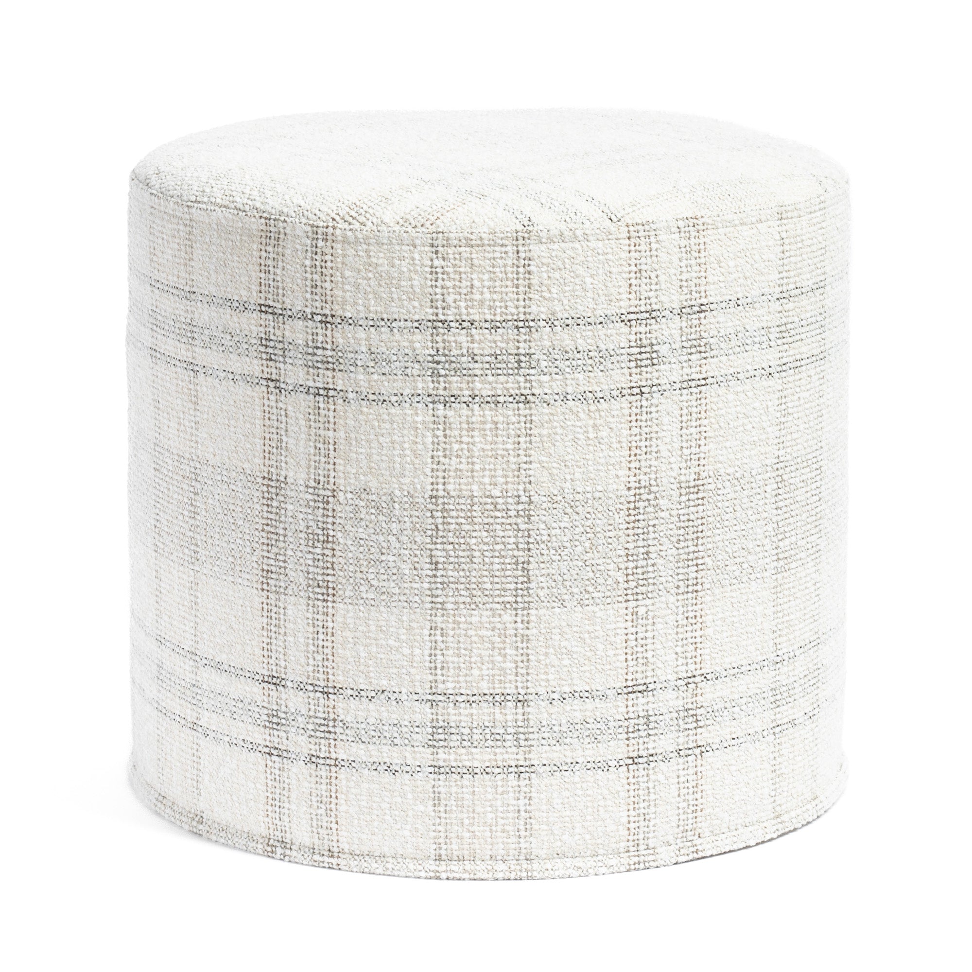 Hugo 18x16 Round Ottoman with Salt & Pepper Fabric - Perfect for Living Room, Bedroom or Office Footrest & Extra Seating