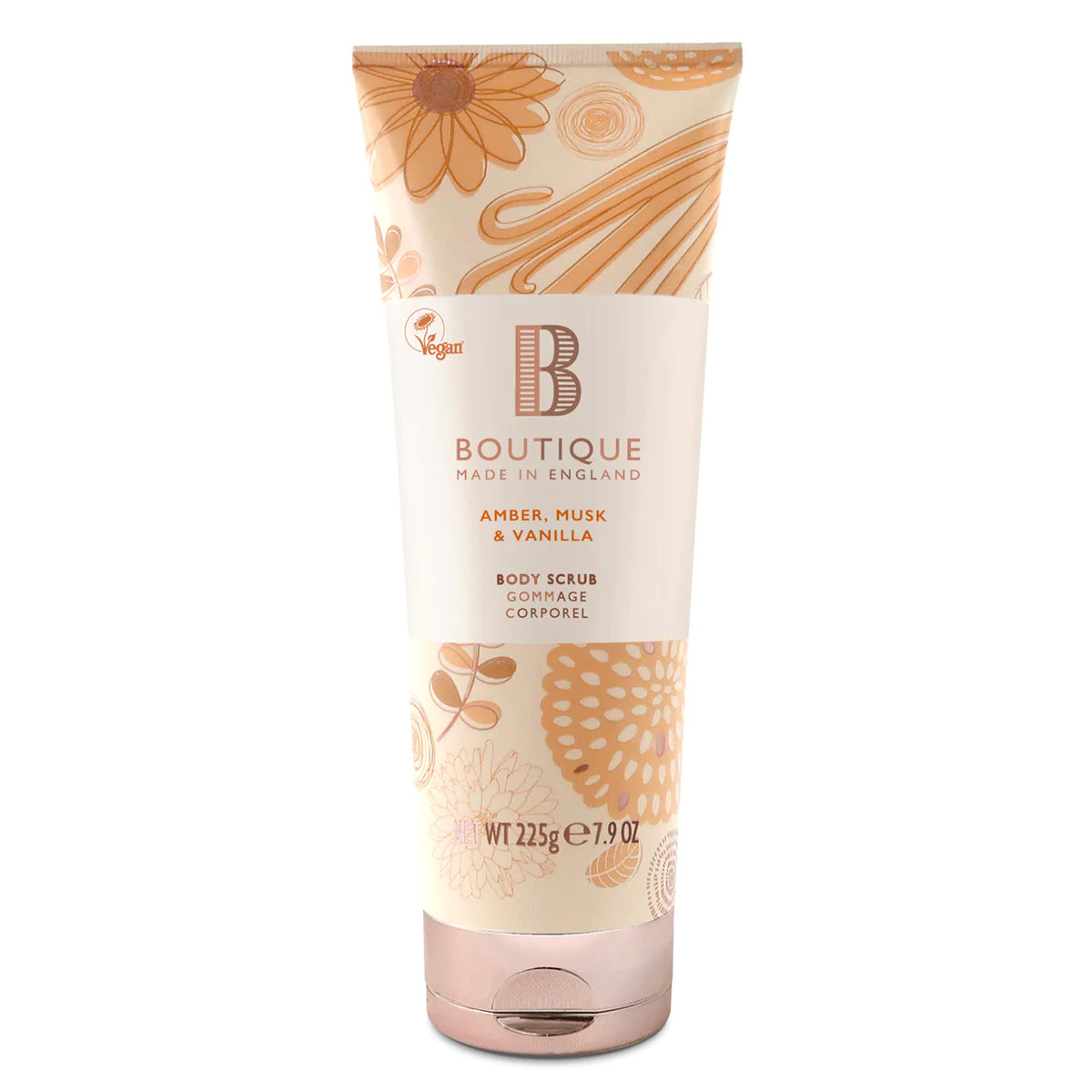 Grace Cole Amber, Musk & Vanilla Body Scrub 225g - Exfoliating & Moisturizing Sugar Scrub for Soft Skin - Perfect for Spa Day & Self Care Routine
