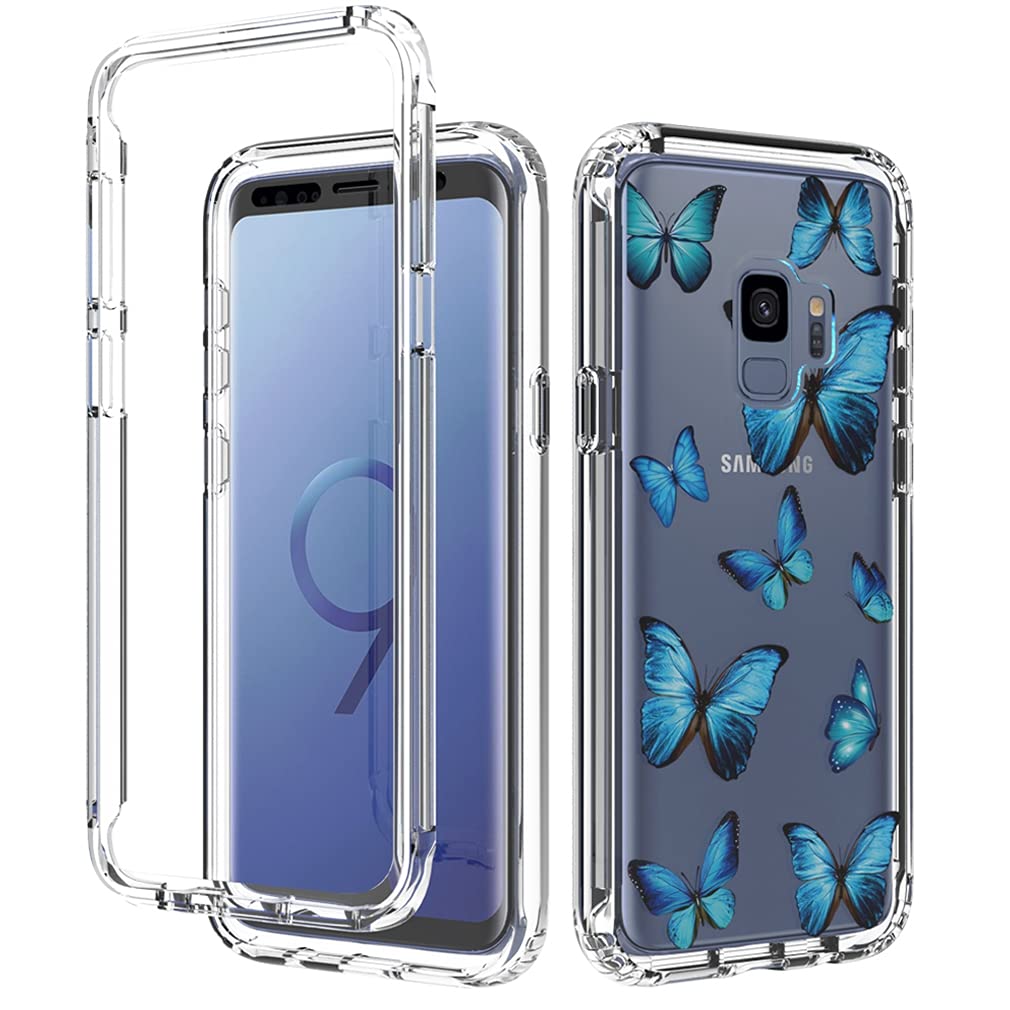 Samsung Galaxy S9 Case for Women - Shockproof Clear Floral TPU Slim Protective Cover with Full Body Armor (Butterfly Design) - Perfect for Everyday Use, Travel & Outdoor Activities