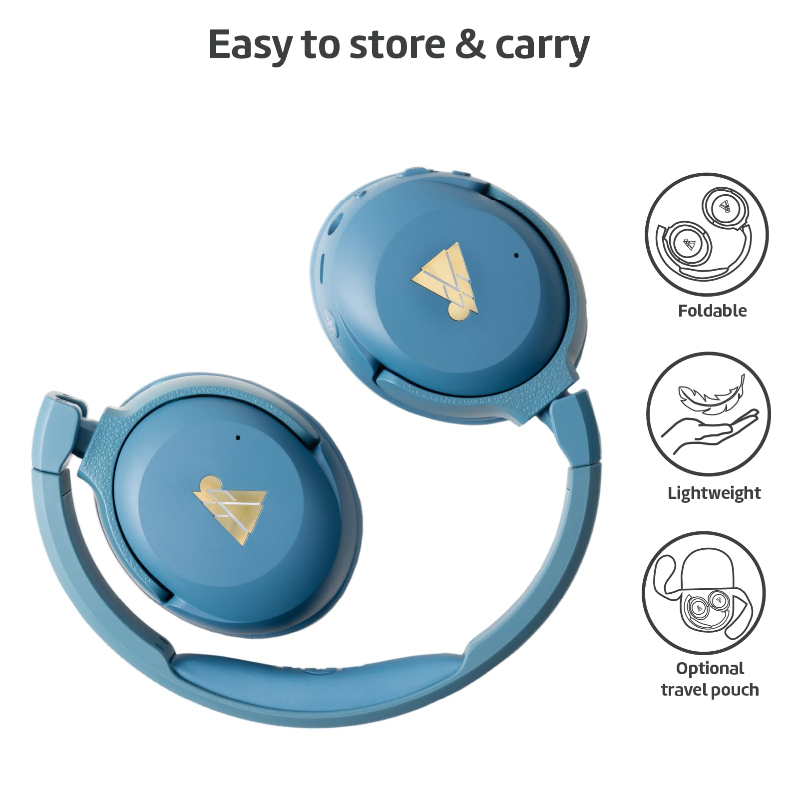 POGS Wireless Over-Ear Noise Cancelling Headphones with 85dB Volume Limit - Adjustable, Durable Design with Built-in Mic & Music Sharing - Turtle Blue | Perfect for Travel, Work & Gaming