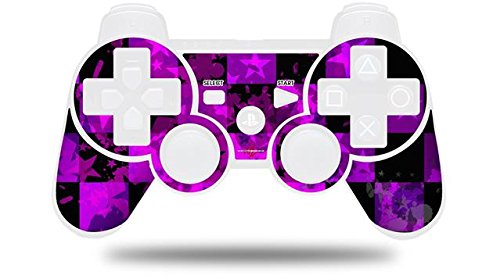 PS3 Controller Skin - Purple Star Checkerboard Decal for Sony PS3 (Gaming Protection)
