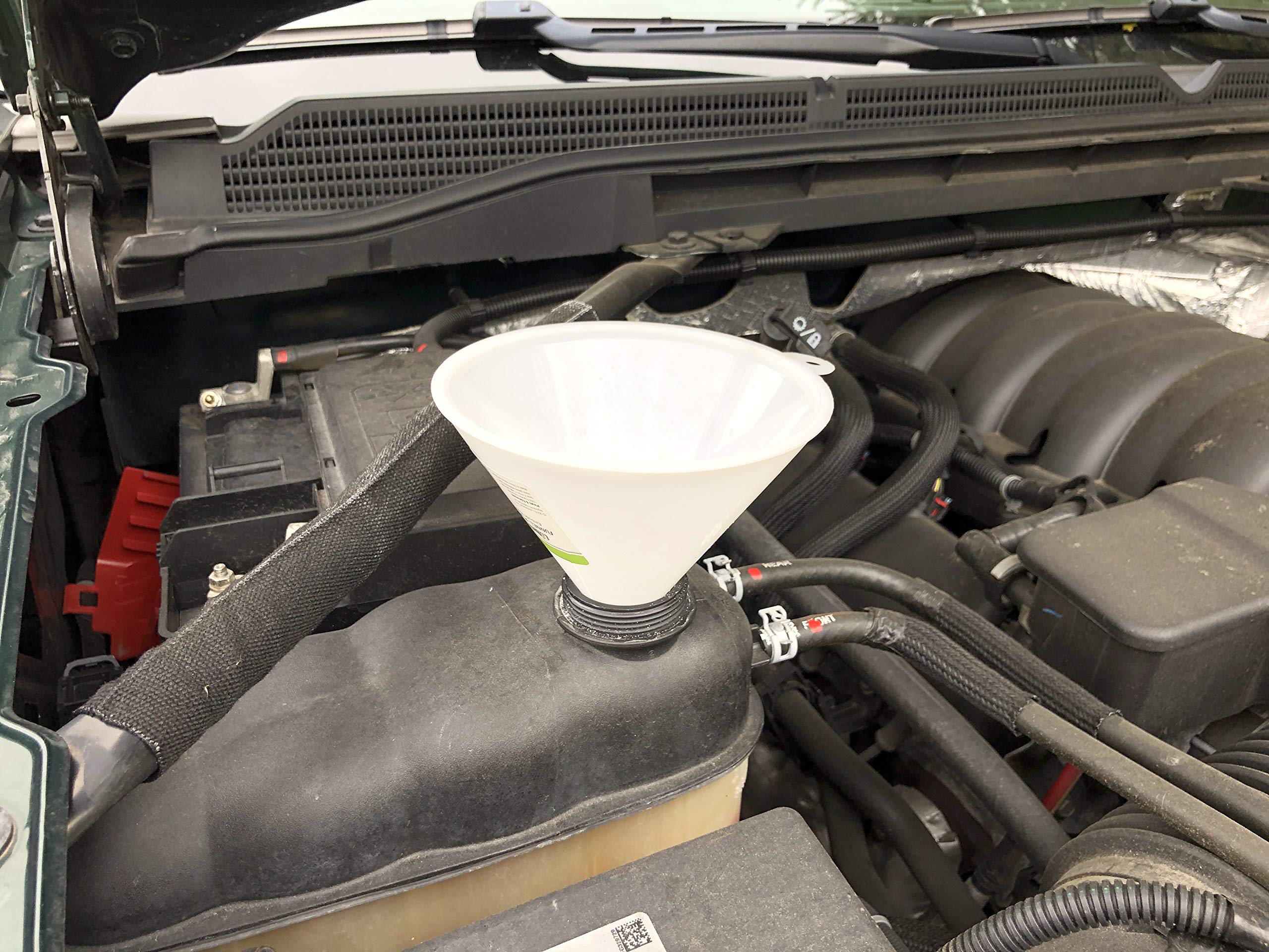 LubriMatic 75-064 48oz White Plastic Funnel - Heavy Duty Economy Funnel for Automotive Fluids, Oil Changes & DIY Projects