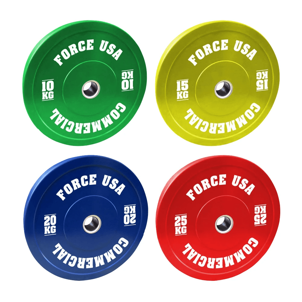 Force USA 160kg (352lb) Olympic Bumper Plate Set - 5 Color-Coded Rubber Weight Plates for CrossFit, Powerlifting & Home Gym Training