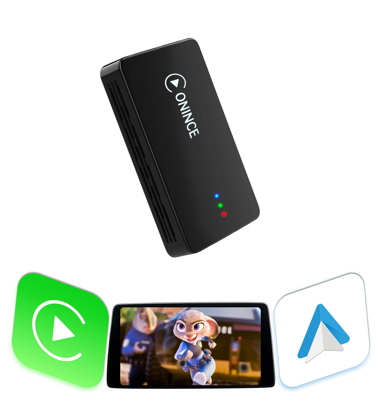 Wireless CarPlay Adapter & Android Auto Streaming Box - Watch Netflix, YouTube, Disney+, Prime Video in Car | Plug & Play for Factory Wired CarPlay Vehicles | Perfect for Road Trips, Commuting & Entertainment On-The-Go