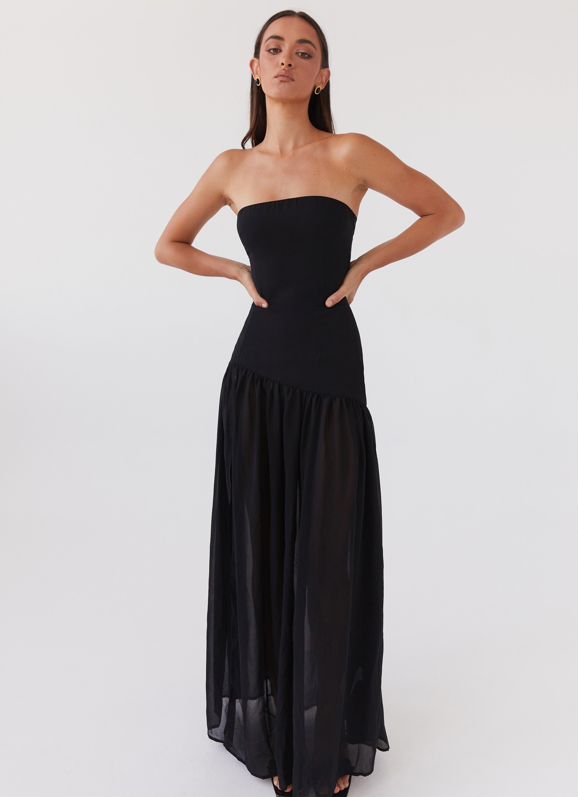 Eden Strapless Maxi Dress for Women - Elegant Black Long Formal Evening Gown for Prom, Wedding, Party & Special Occasions