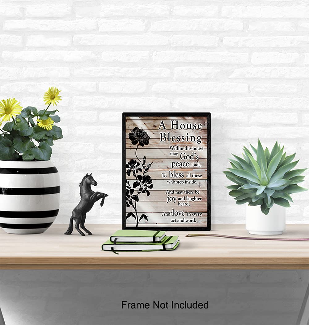Christian Wall Art - House Blessing Plaque with Bible Verse - Religious Housewarming Gift for Women, Pastor & Minister - Inspirational Home Decor - Perfect for Living Room, Bedroom or Office