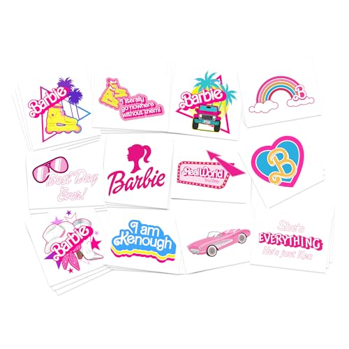 36 Pack Pink Temporary Tattoos for Kids - Safe, Removable & Made in USA | Perfect for Birthday Parties, Halloween Costumes & Summer Camp Fun