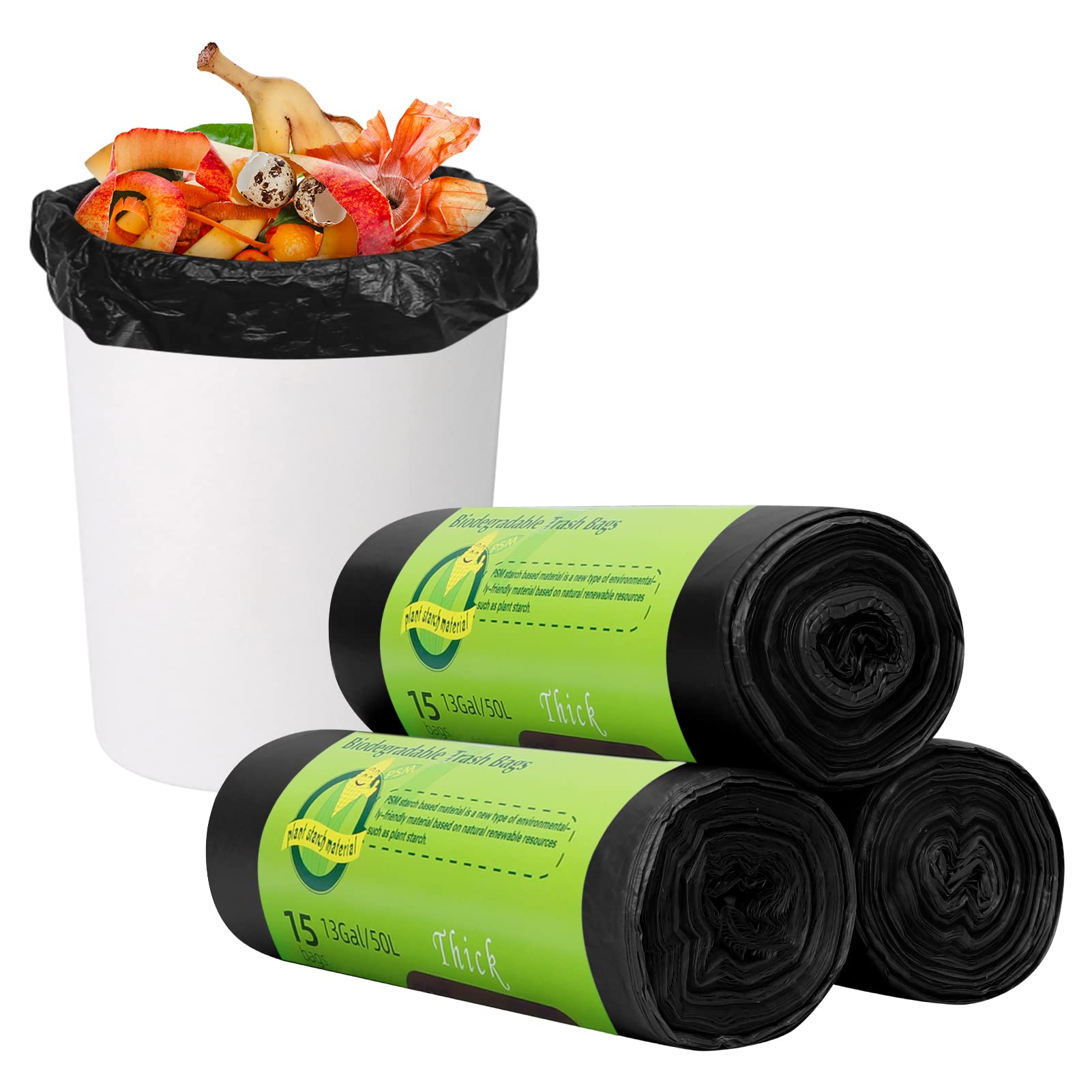 Toplive 13 Gallon Trash Bags - Heavy Duty Garbage Bags for Kitchen, Bathroom, Office & Home Use | Wastebasket Bin Liners (Black) - Perfect for Daily Waste Disposal & Cleaning