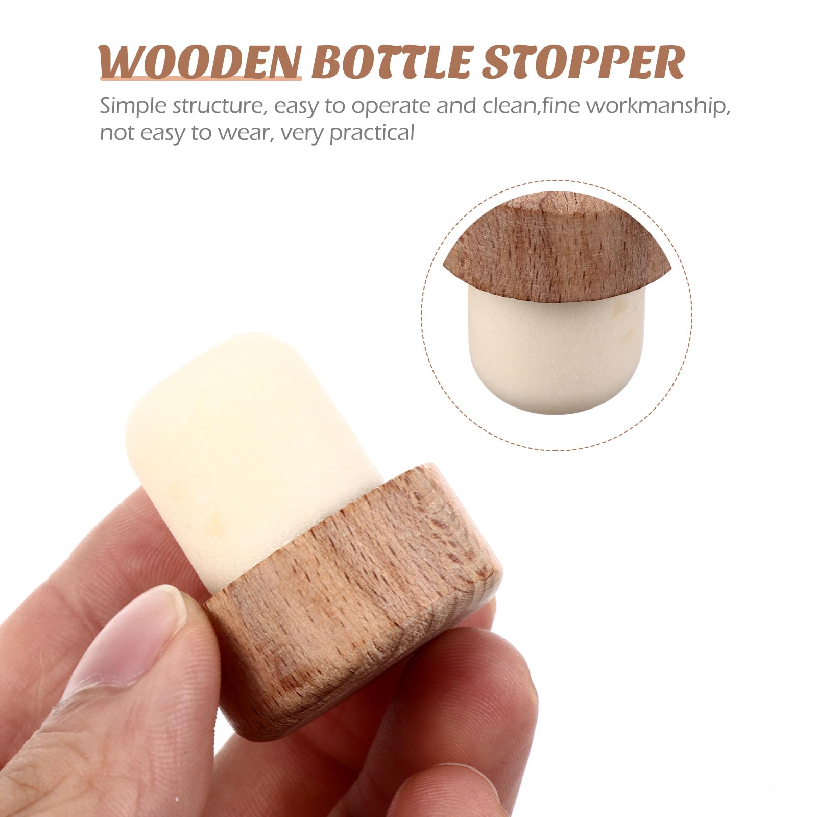 6PCS Reusable Wine Stoppers - T-Shaped Wooden & Rubber Corks for Wine & Beer Bottles | DIY Craft & Home Bar Accessories | Perfect for Parties, Gifts & Wine Storage