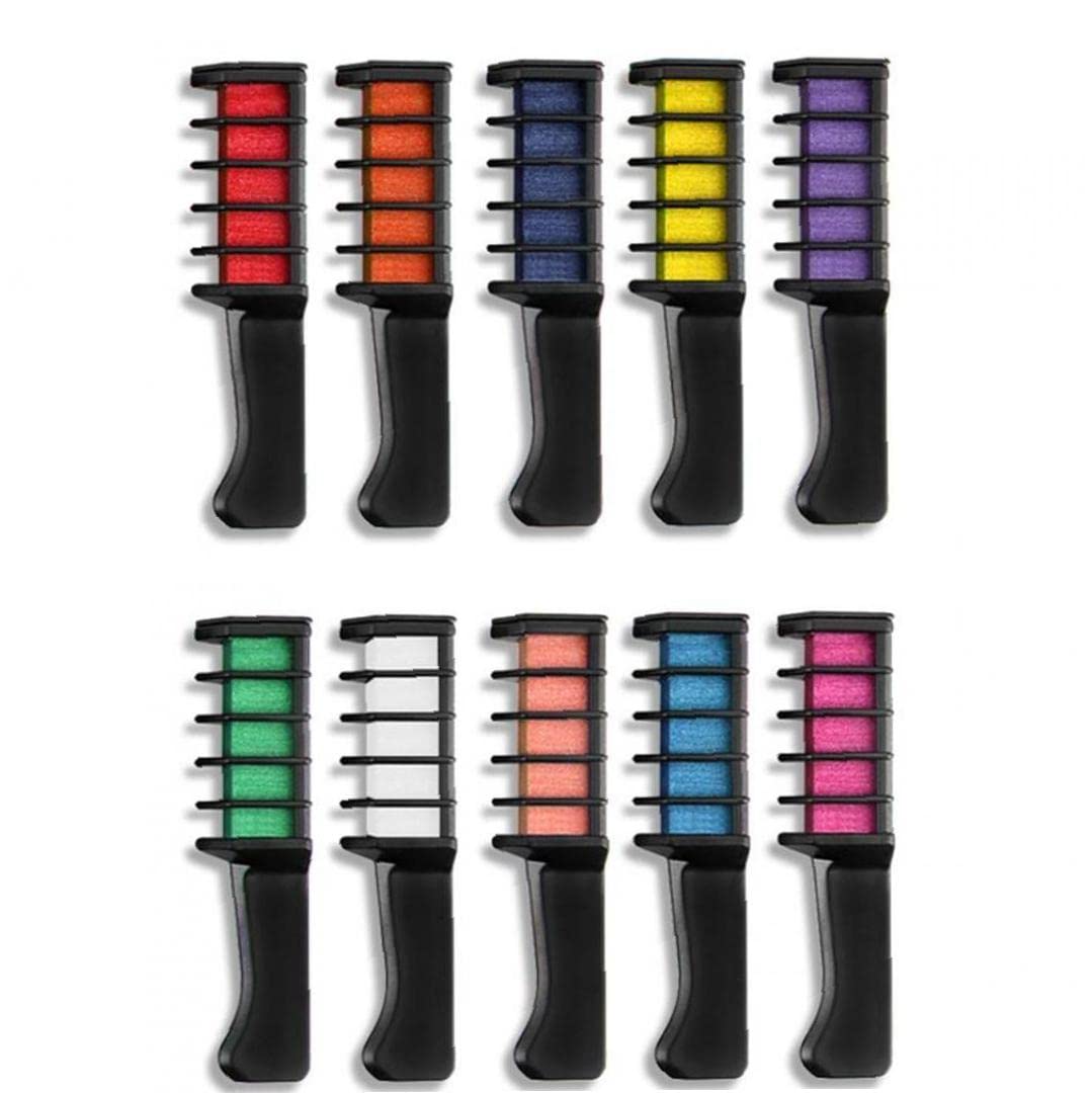 Zonster 10-Color Hair Chalk Comb Set - Temporary Washable Hair Dye for Girls & Kids - Non-Toxic Hair Color Crayons for Parties, Halloween & Cosplay - Salon-Quality DIY Hair Coloring Kit