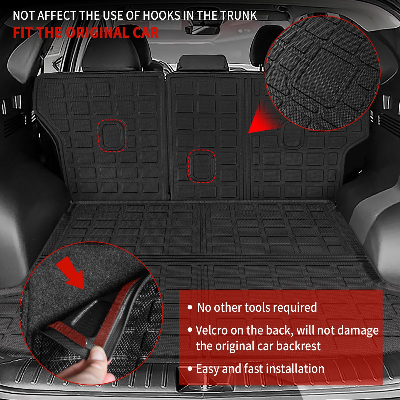 2022-2025 Hyundai Tucson All-Weather Floor Mats Set - TPE Trunk Liner & Cargo Mat with Back Seat Protector | Perfect for Road Trips, Camping & Daily Commute | Durable Car Accessories for Tucson SUV