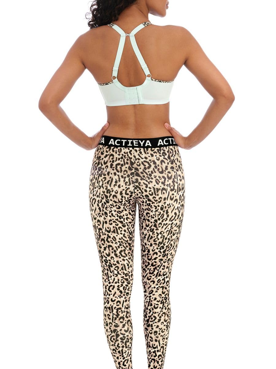 Freya Women's Sonic Underwire Spacer Molded Sports Bra - Pure Leopard Aqua - 36E - High Impact Support for Running, Gym & Active Lifestyles
